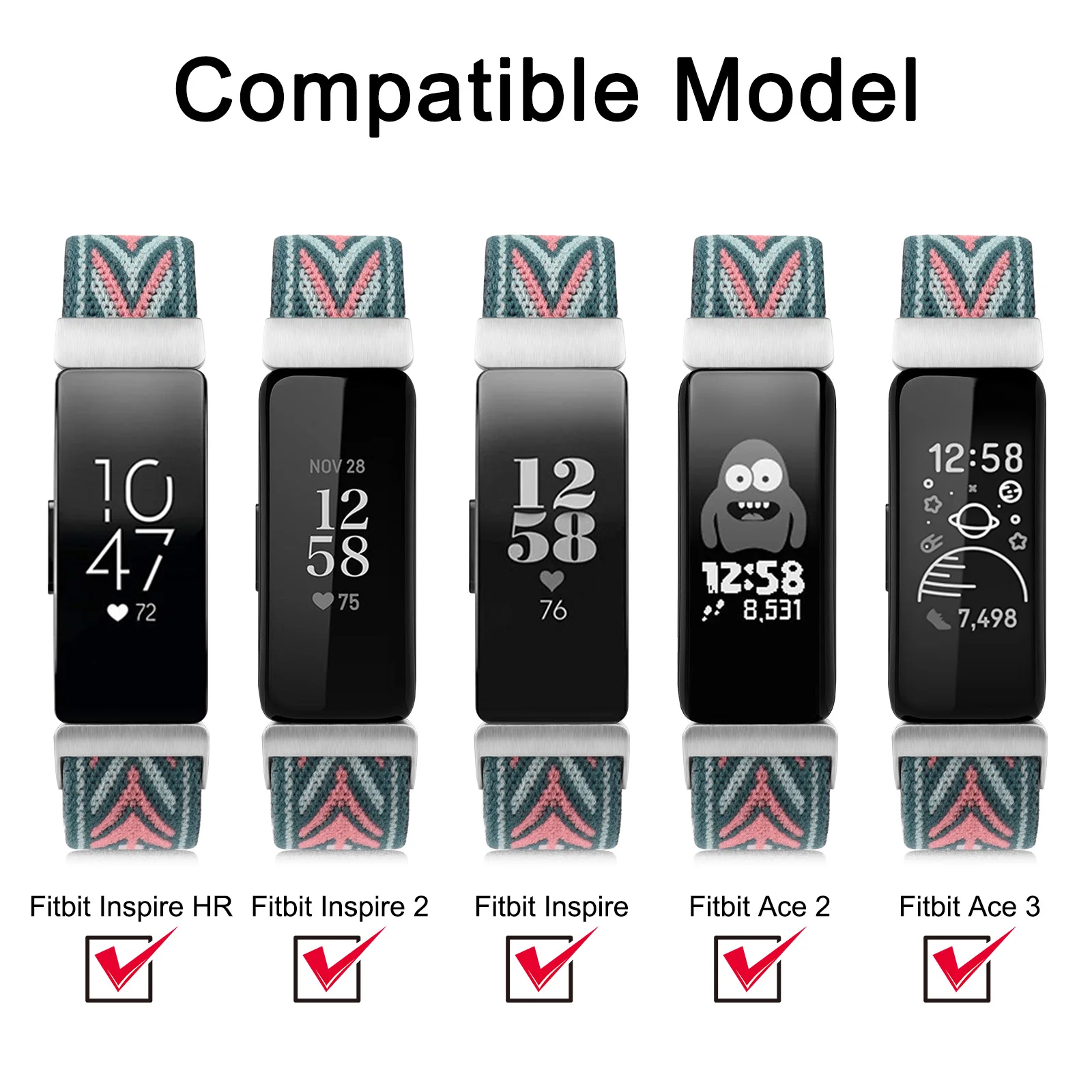 Elastic Watch Band for Fitbit Inspire 2 ACE 3 Strap Kids Band Bracelet Watchband for Fitbit Inspire HR ACE 2 Strap Wristband