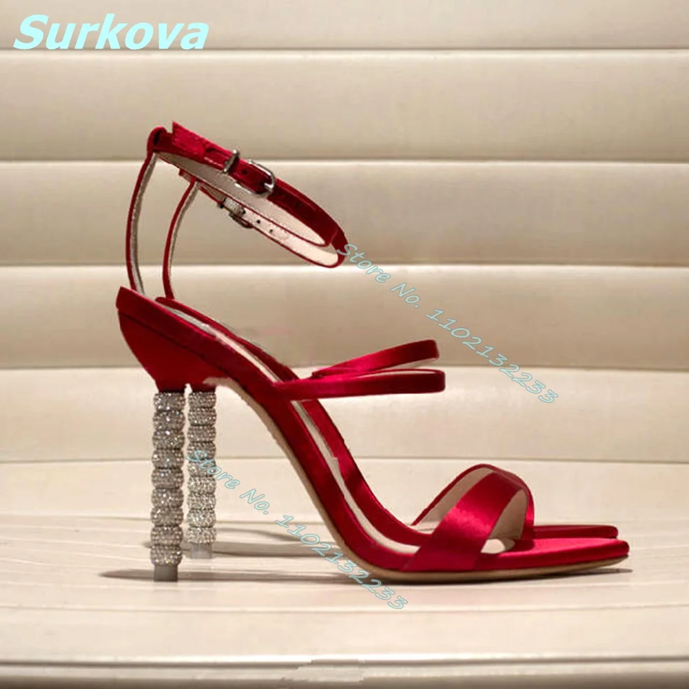 

Туфли женские на шпильке, шелковые сандалии с кристаллами, открытый носок, высокий тонкий каблук, пикантная модная Роскошная обувь для свадьбы/Вечеринки, лето