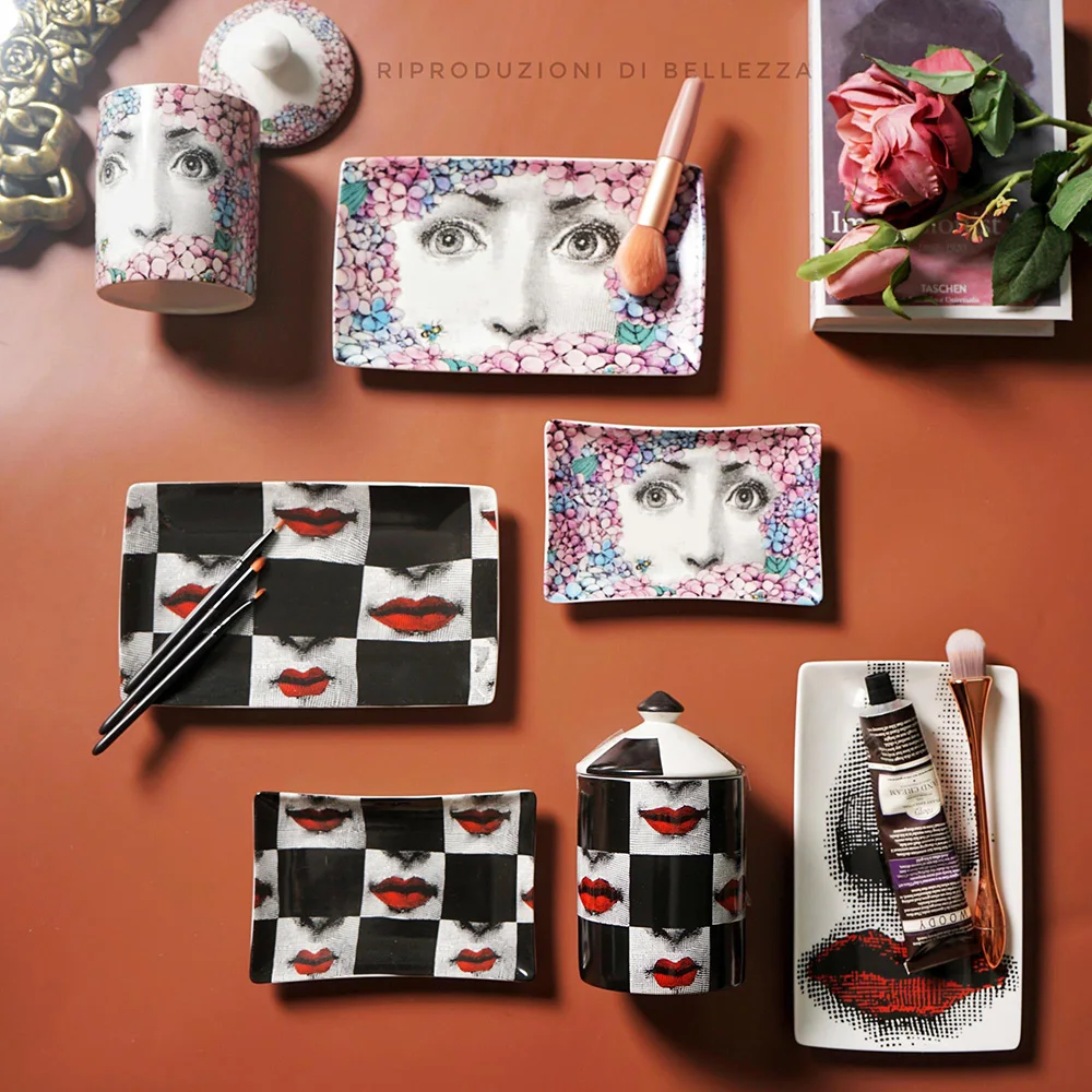 

Vintage Ceramic Square Plate Jewelry Storage Tray Fruit Candy Dish Makeup Storage Home Desktop Decoration