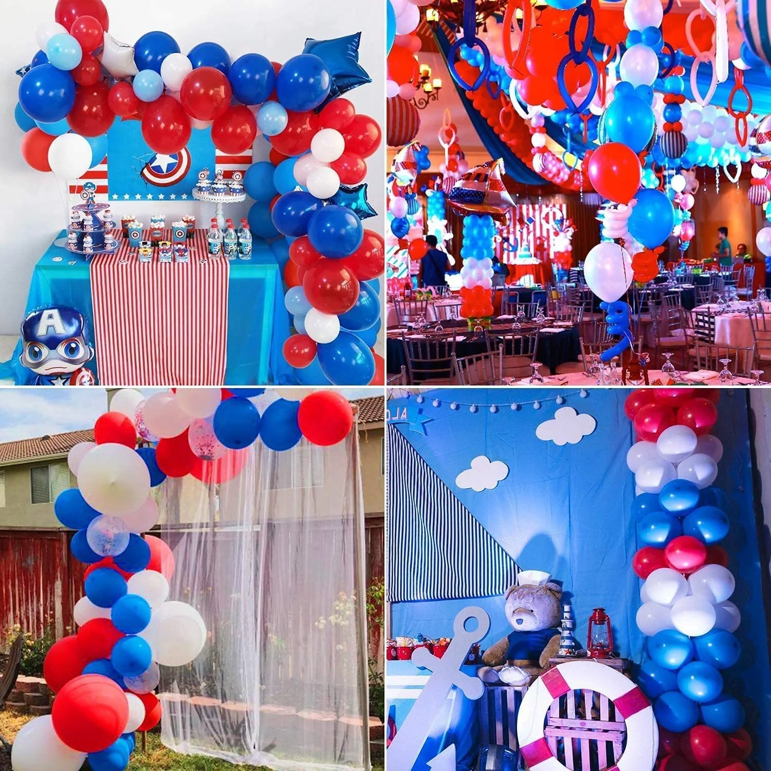 

100pcs Red White Blue Independence Day Balloon Set Garland Arch Chain Baby Shower Birthday Decoration Party Set