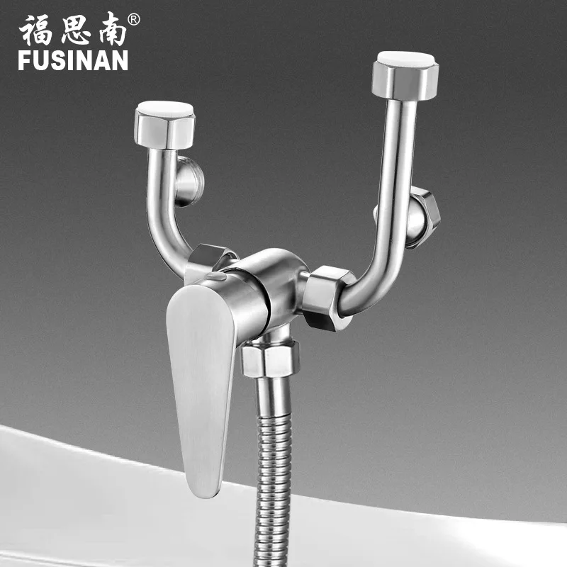 

304 stainless steel electric water heater U-type water mixing valve surface mounted shower switch cold and hot water outlet show