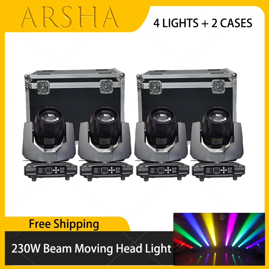 

4 PCS Lyre Beam 230W 7R Moving Head Light with 2 Flight Cases Beam 7r Sharpy Beam 230 Stage Disco Light Power Corn 230W DJ Movin