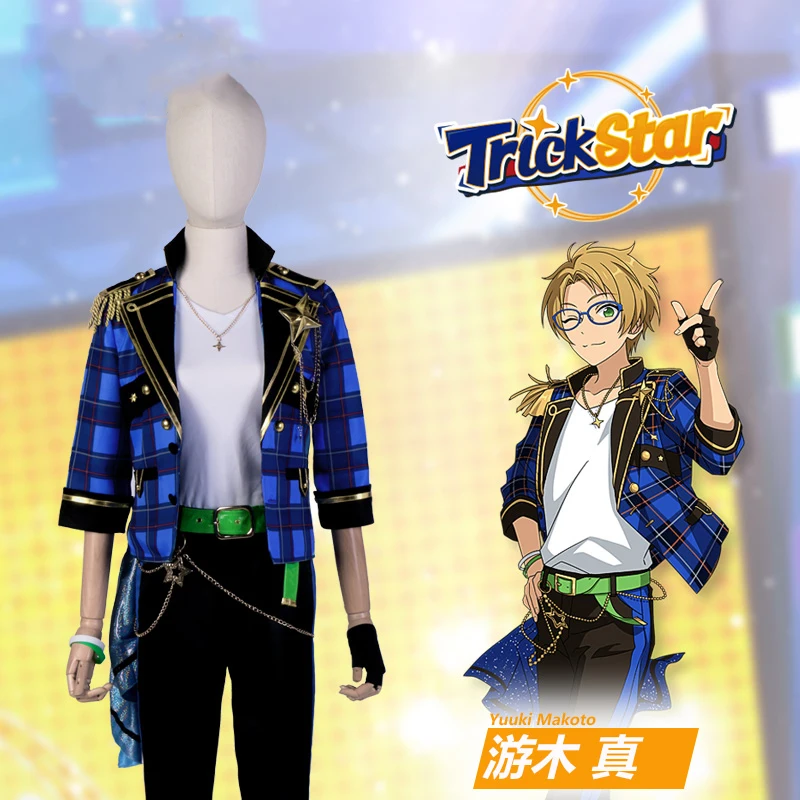 

COS-KiKi Ensemble Stars 2 TrickStar Isara Mao/Yuuki Makoto/Hidaka Hokuto Game Suit Cool Uniform Cosplay Costume Halloween Outfit