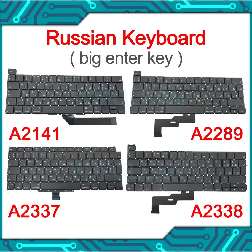 

Новая русская клавиатура A2337 с большой клавишей enter для Macbook Pro 13 "15" A1466 A1502 A1706 A1708 A2141 A2179 A2251 A2289 A2338