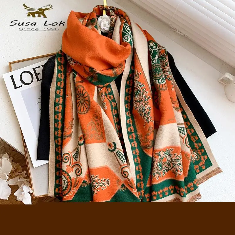 

Роскошный женский шарф с принтом в виде шланга, зимние ранцы, женские шарфы, теплые толстые шейные шарфы большого размера