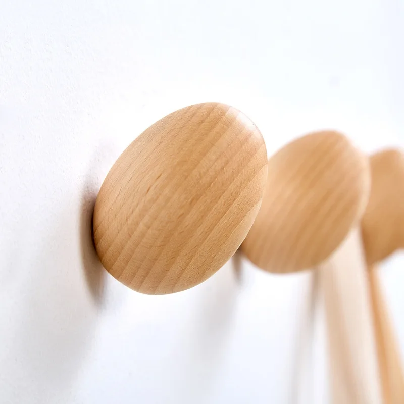 

Beech Creative Hook Egg Shape Wooden Bag Hook Robe Coat Hanger Behind Door Home Storage Decoration Accessorie Perforated Install
