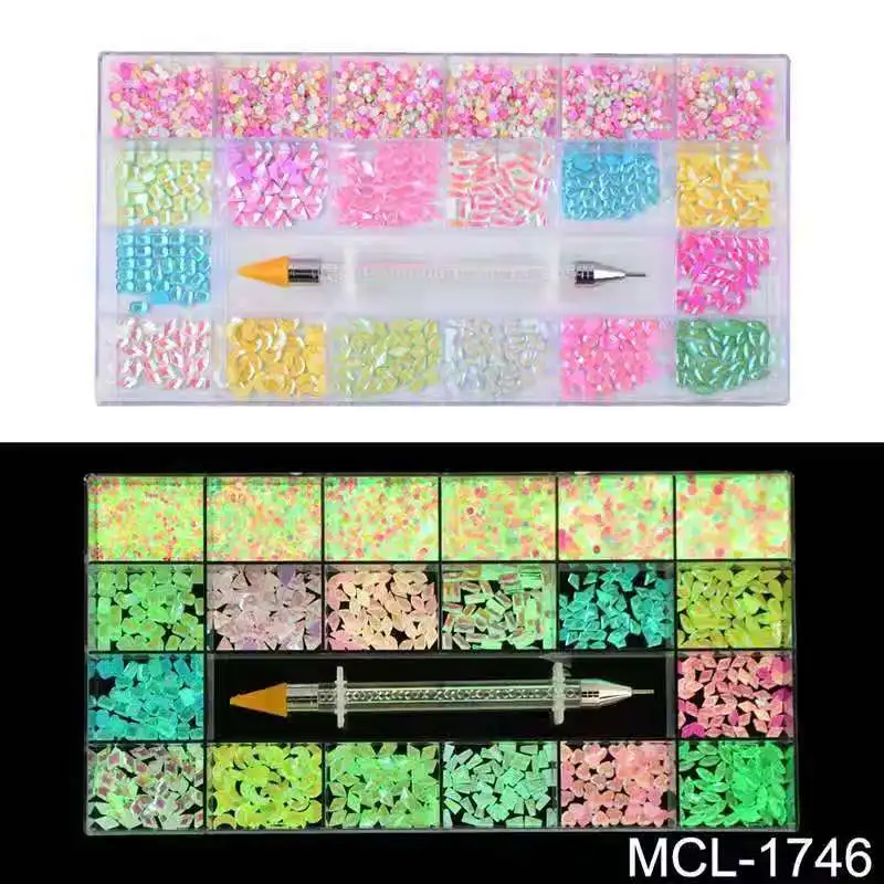 Набор Стразы для дизайна ногтей смешанные AB стекло кристалл алмаз In grid 20 Shape Flatback