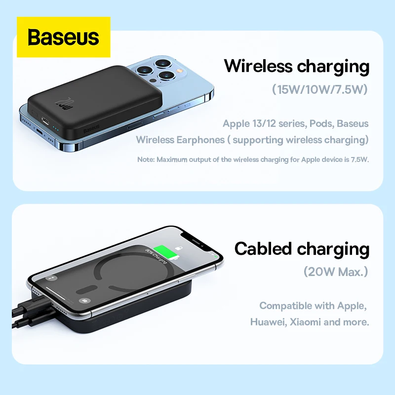 Baseus magsafe Power Bank 6000 мАч 20 Вт Беспроводное зарядное устройство для телефона Внешняя