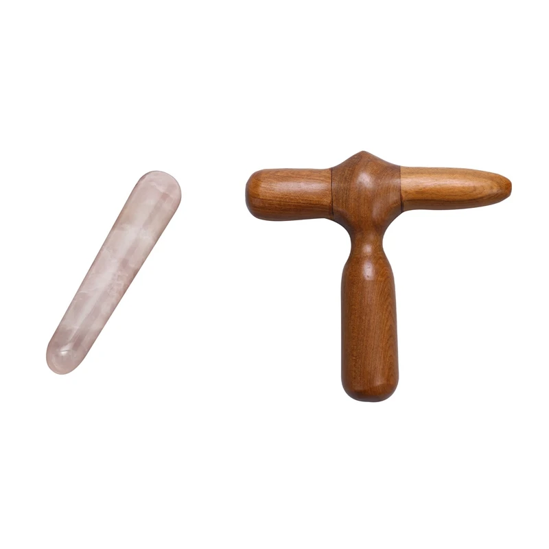 

1 Pcs Quartz Crystal Wands Gemstone Rocks Massage & 1 Pcs Acupuncture Acupoint Stick Cross Hammer