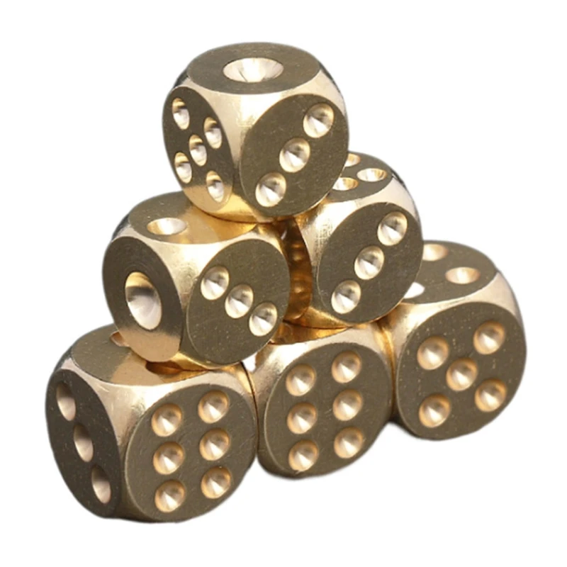 

6 Pcs Metal Game Dice DIY Board Games Dice Brass Solid Four Sided Dices Cubes Math Counting Teaching Props Easy to Use