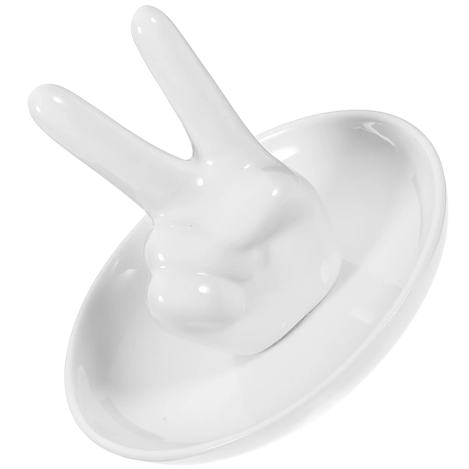 

Ceramic Jewelry Display Dish Desktop Jewelry Showcase Tray With Gesture Statue Trinket Display Dish