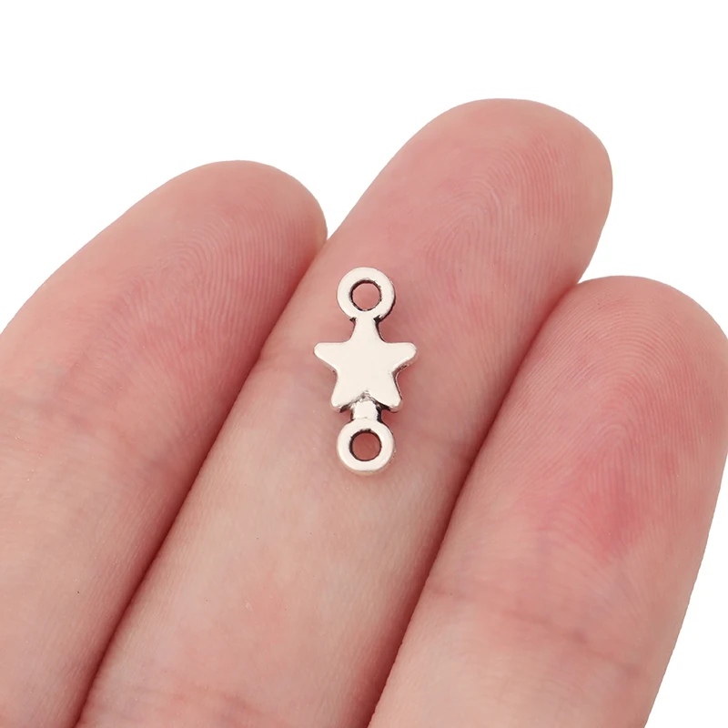 

20 x Tibetan Silver Tiny Star Pentagram Charms Pendants Connectors for DIY Bracelet Jewelry Making Accessories 14x7mm