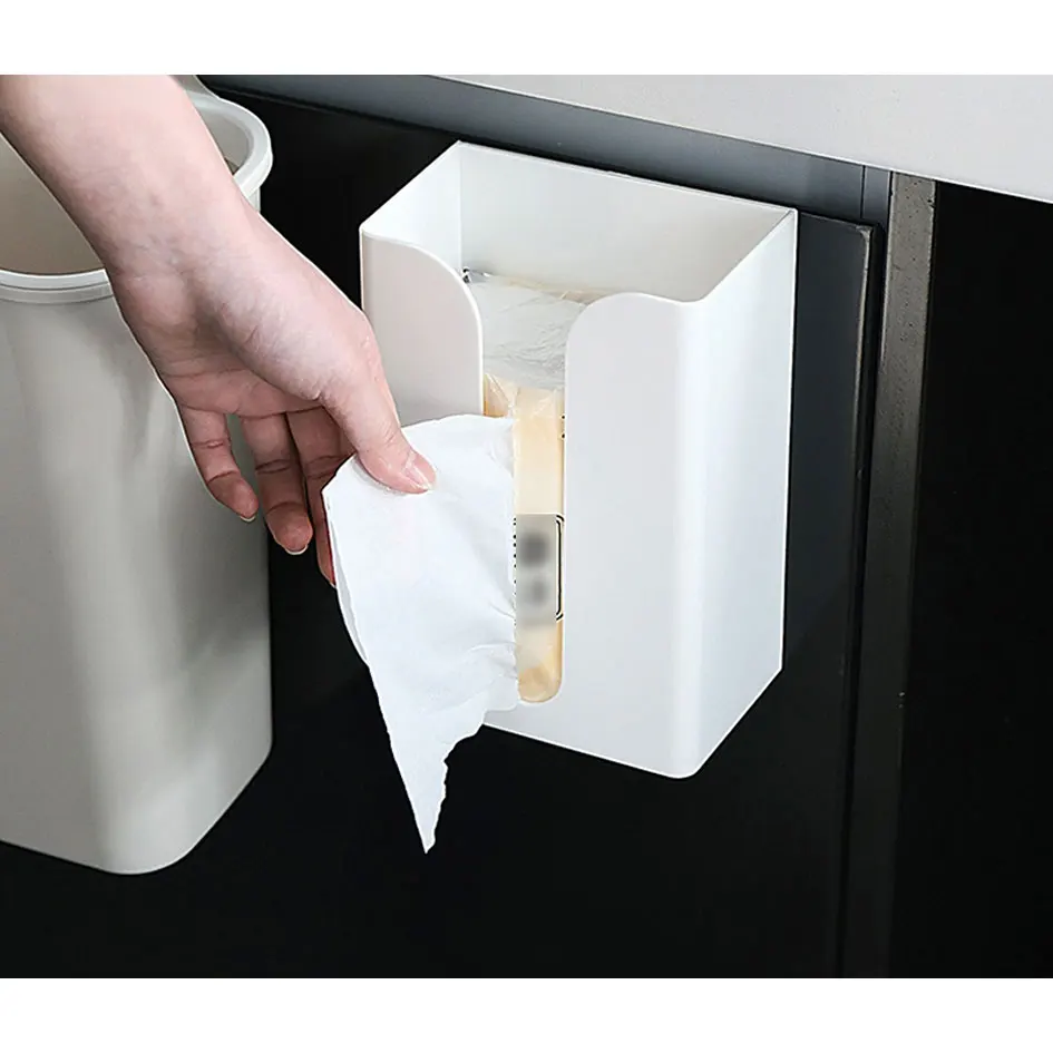 

Wall-mounted Paste Bathroom Tissue Box Kitchen Paper Storage Punch-free Toilet Napkins Holder Household Organizer Case