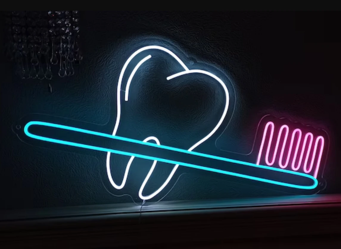 Неоновая светодиодная вывеска для зубов на заказ неоновый декор