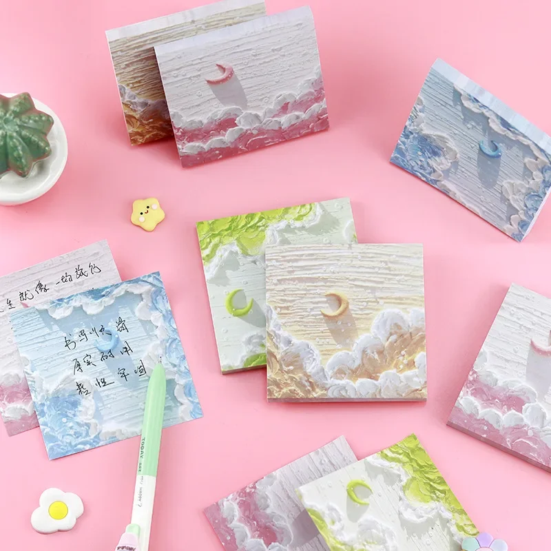 

Sheet/set Memo Notes Oil Sticky Stationery Landscape 80 School Memo Notebook Kawaii Pad Supplies Paintings