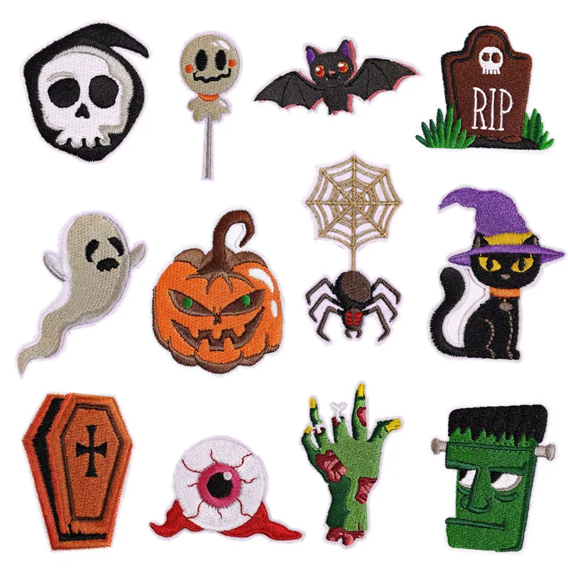 

Clothes Patch Decoration Pumpkin Spider Bat Hanging Ornament Embroidered Cloth Stickers Embroidery Cloth Stickers Band Patches