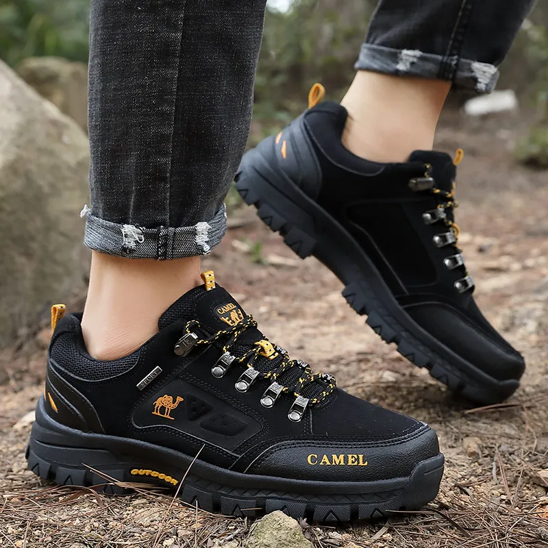 Hot Sale Black Men Hiking Shoes Mountain Trekking Sneakers Men Outdoor Non-slip Rock Climbing Shoes zapatillas trekking hombre