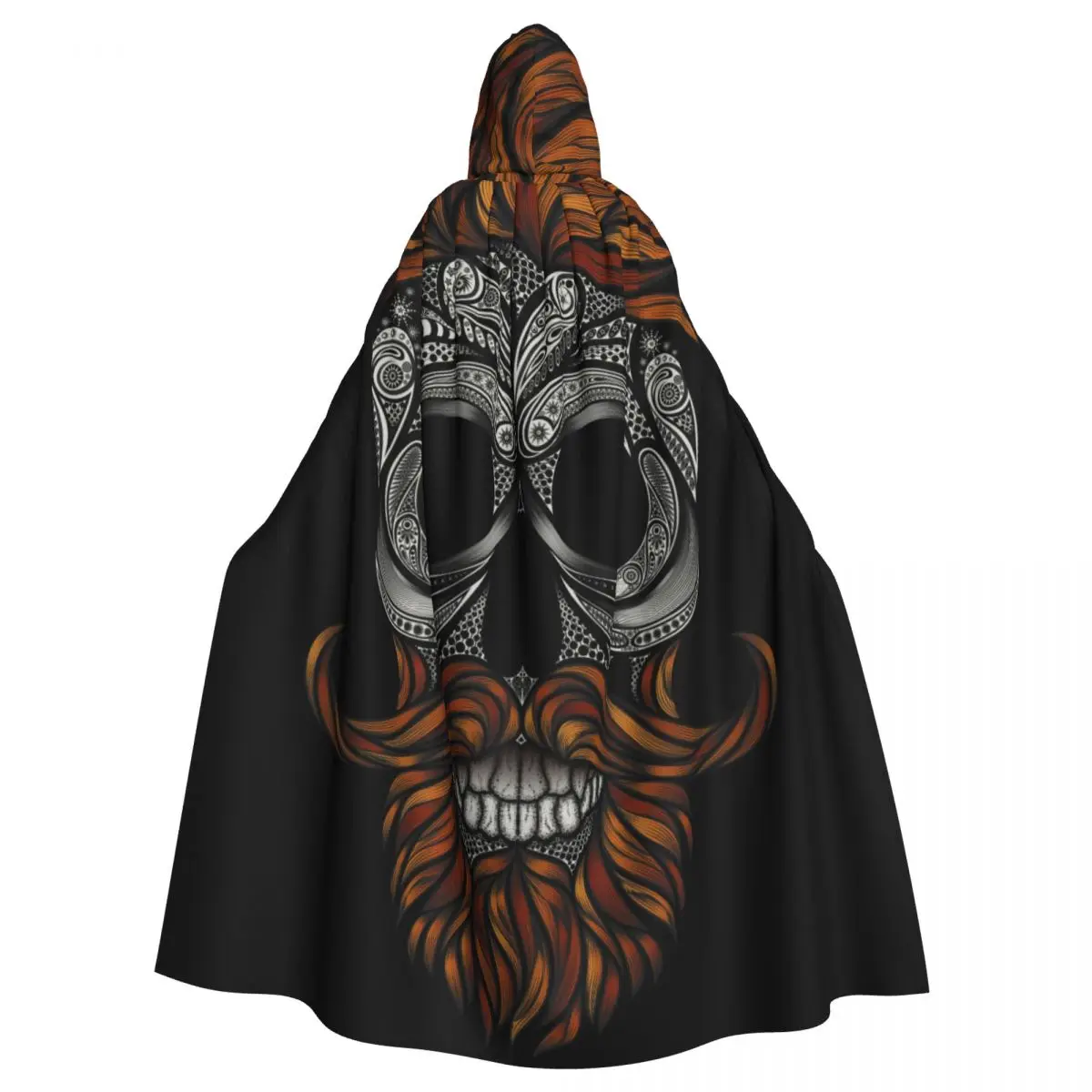 

Hooded Cloak Unisex Cloak with Hood Red Dead Hipster Beard And Mustache Human Skull Cloak Vampire Witch Cape Cosplay Costume