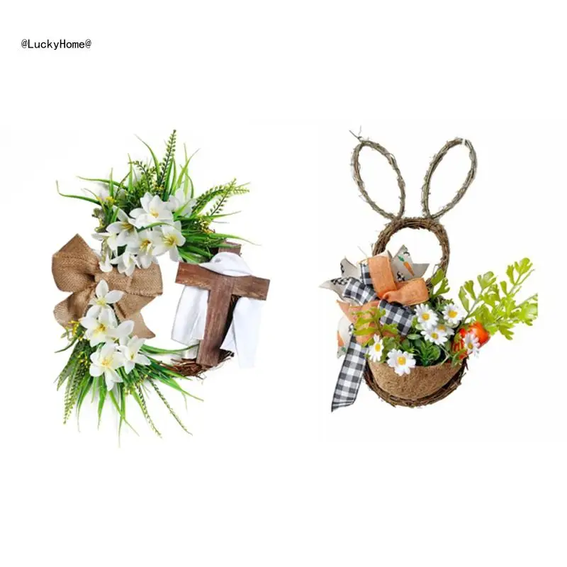 

Easter Wreath with and Carrot Home Decoration for Wedding Birthday New Year Decoration Gift