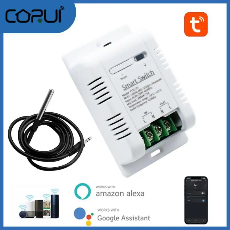 

Wifi Ds18b20 Temperature Sensor Real-time Monitor Rf433 Intelligent Thermostat Waterproof 16a Temperature Switch Tuya Smart