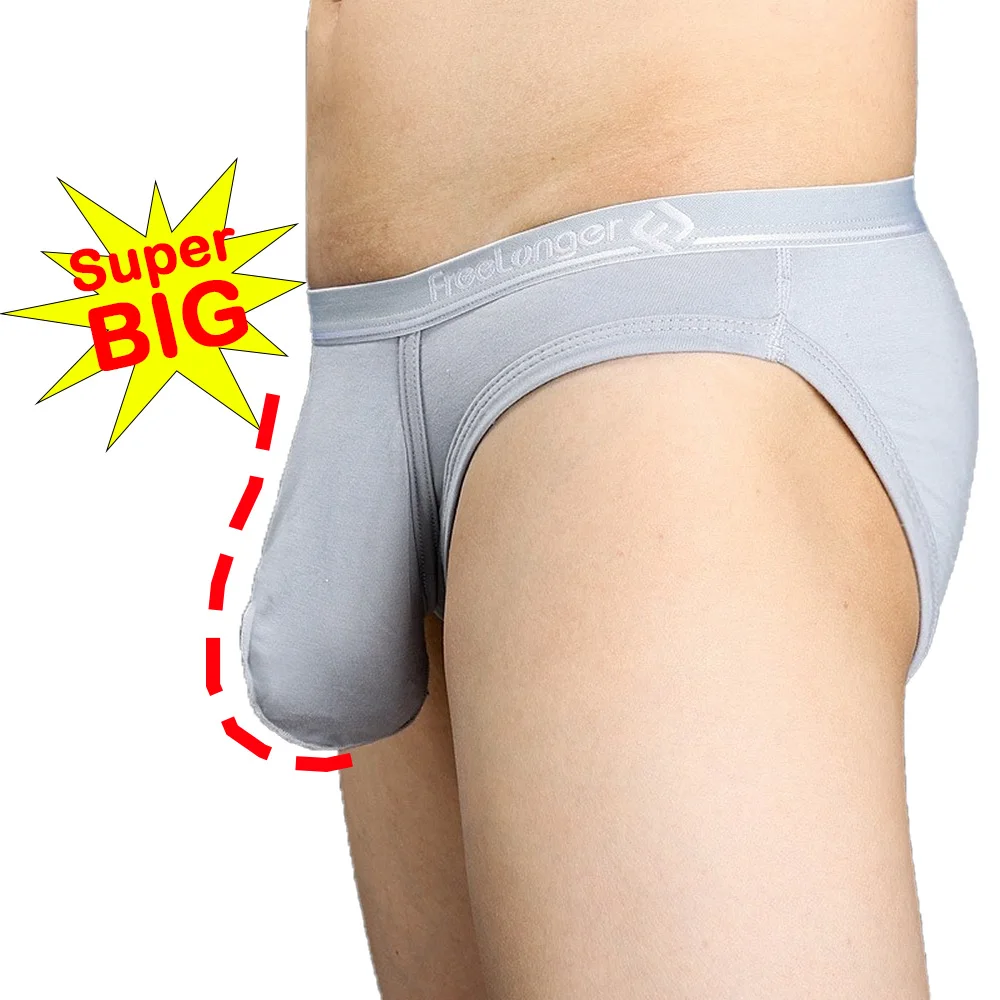 Man Ultra-Low Briefs with Super Big Penis Pouch Bulge Dick Boxer Modal Elastic Sexy Lingerie Long Cock Gay Plus U-convex Erotic
