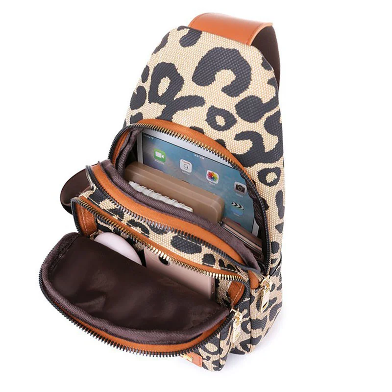 Леопардовые модные сумки-слинги для женщин маленькие забавные сумки через плечо