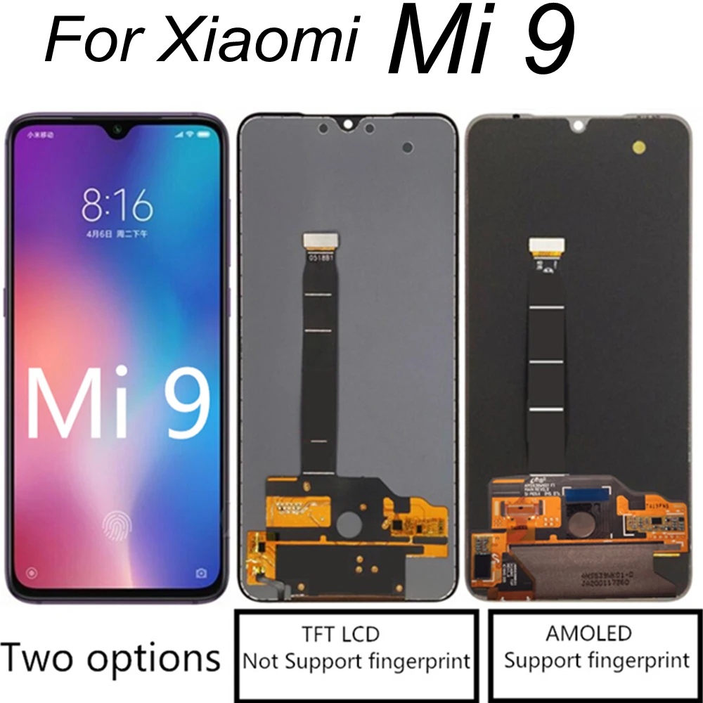 

AMOLED & TFT LCD FOR Xiaomi MI 9 LCD Display Touch Screen Digitizer Assembly Replacement FOR Xiaomi Mi9 M1902F1G LCD Display