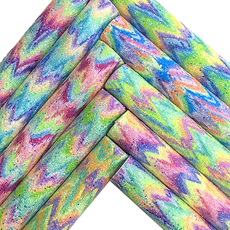 

1PC 20X30CM Chunky Glitter Leather, Green and Gold Yellow Rainbow Glitter Leather Sheets For Making Bows 3665