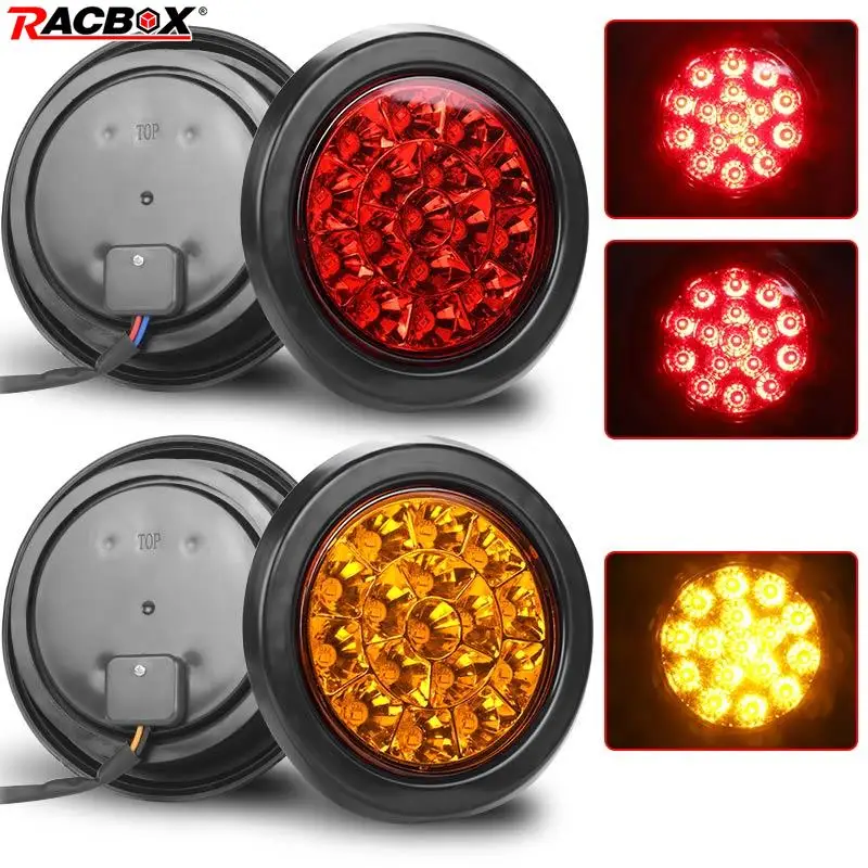 12-24V Wide Pressure Truck Round Light 4 Inch Stop Brake Running Amber Red Turn Signal For Trailer 4x4 Pickup Bus Van - купить по