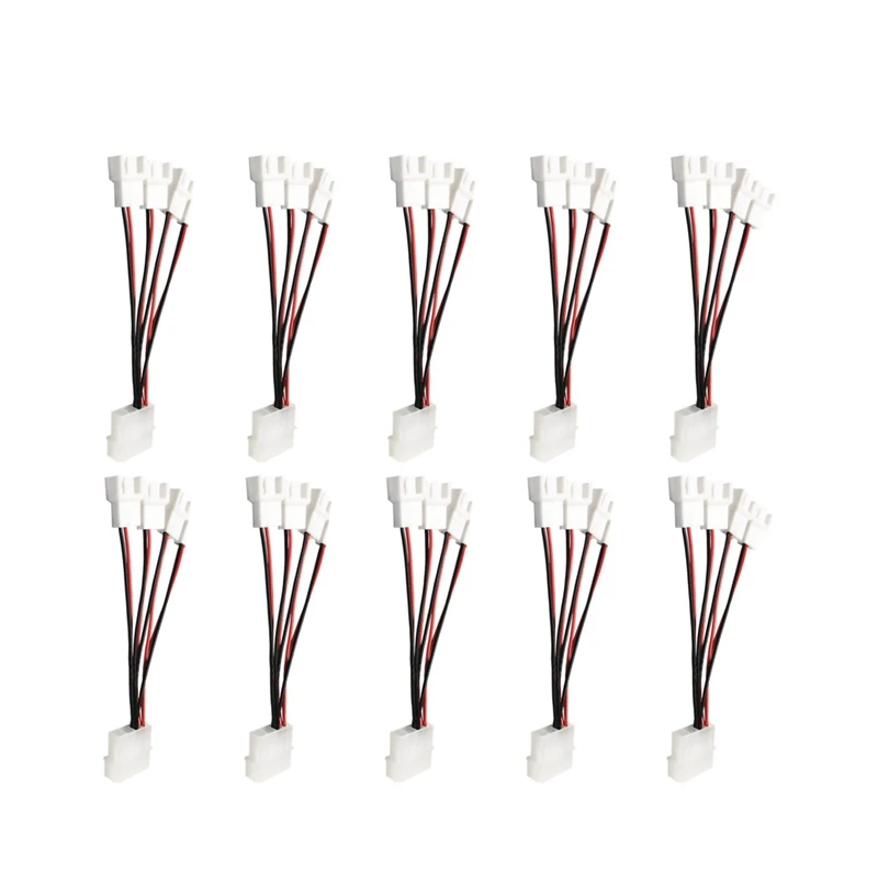 

10 Pieces Of Chassis Fan Hub Hub, Large 4Pin To Small 4Pin Fan Interface Extension Cables 12.5Cm
