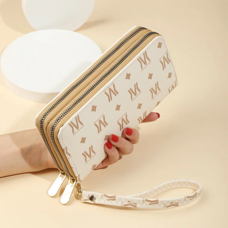 

Women's Long 2023 New Fashion Large Capacity Double Zipper Mobile Phone Bag Printed Wrist Clutch Bag Women