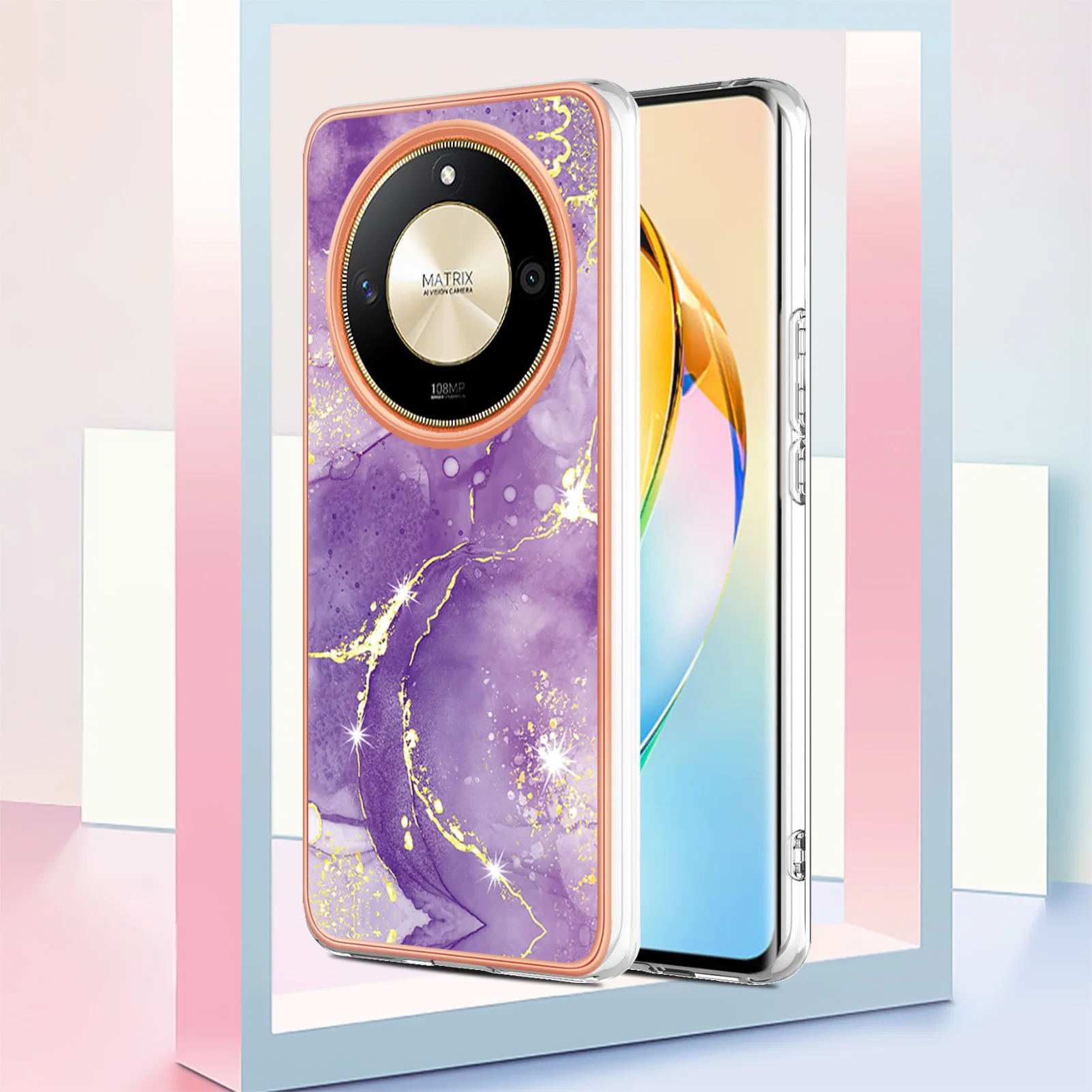 Чехол для Huawei Honor X9b X 9b с покрытием Galaxy мраморный мягкий силиконовый защитный