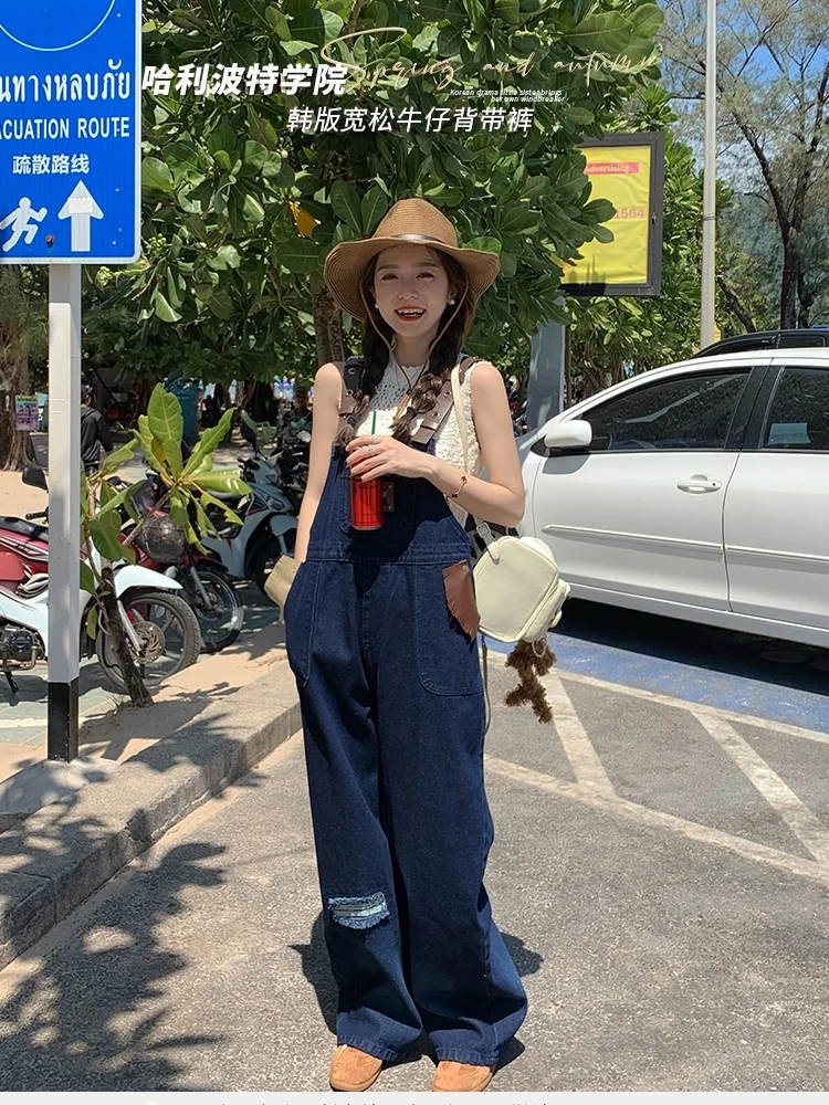 Женские винтажные синие комбинезоны джинсовый комбинезон Y2k Harajuku корейская