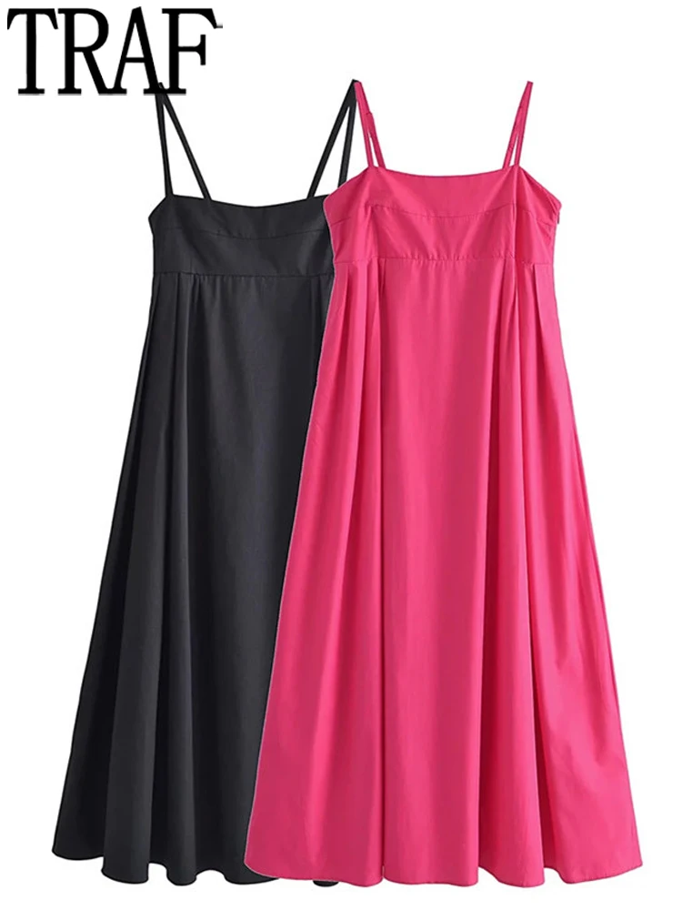 

Платье-миди женское длинное с рюшами, без рукавов, на бретелях