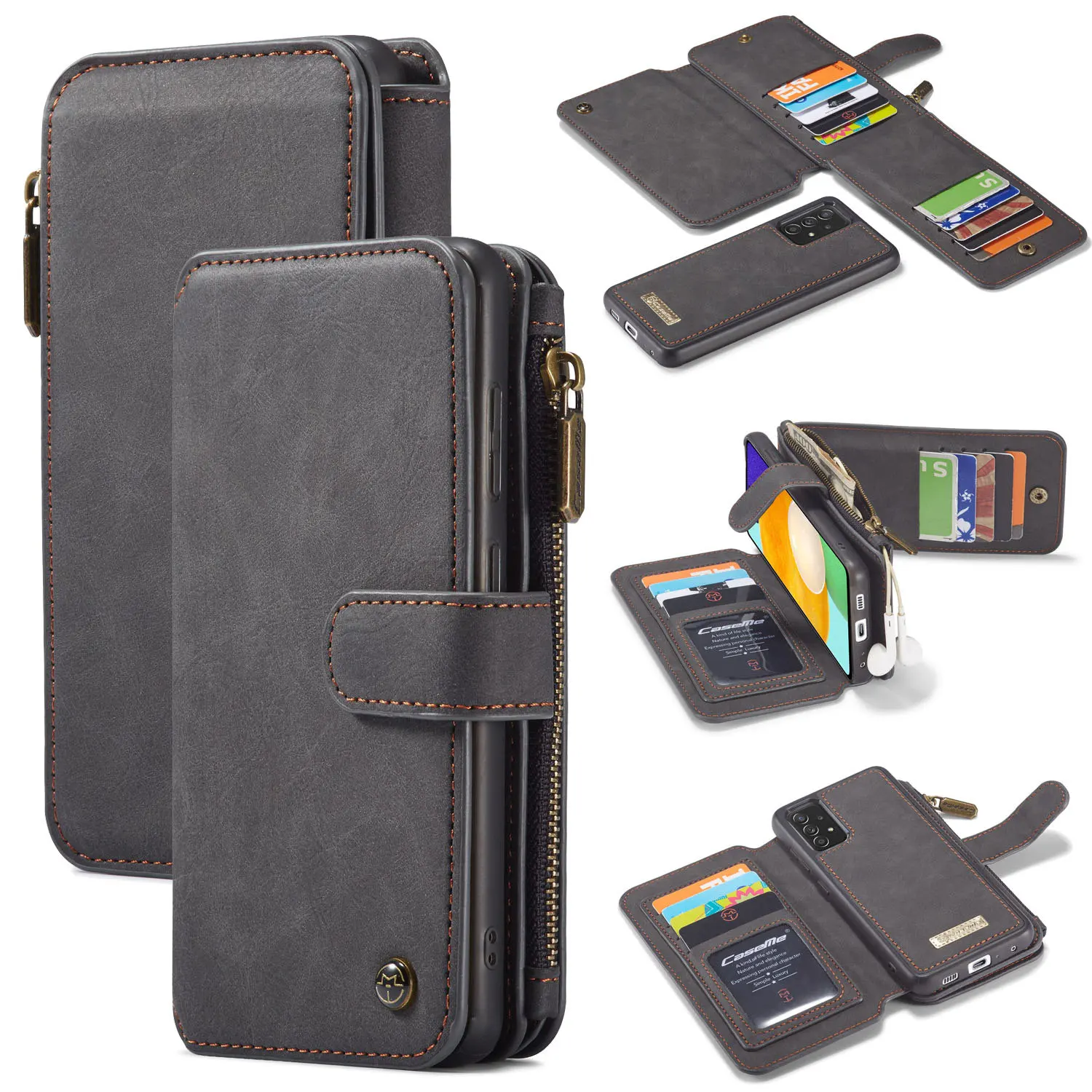 

For Samsung Galaxy A52 A72 5G 4G CaseMe Genuine Wallet Case Luxury 2 in 1 Detachable Leather Phone Cover Magnetic Case