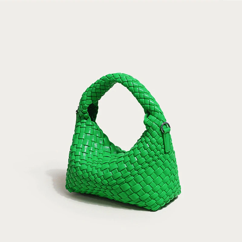 

JIOMAY Women Shoulder Bags 2022 PU Leather Female Fashion Casual Designer Purses And Handbag Solid Color Handmade Weave Hobo Bag