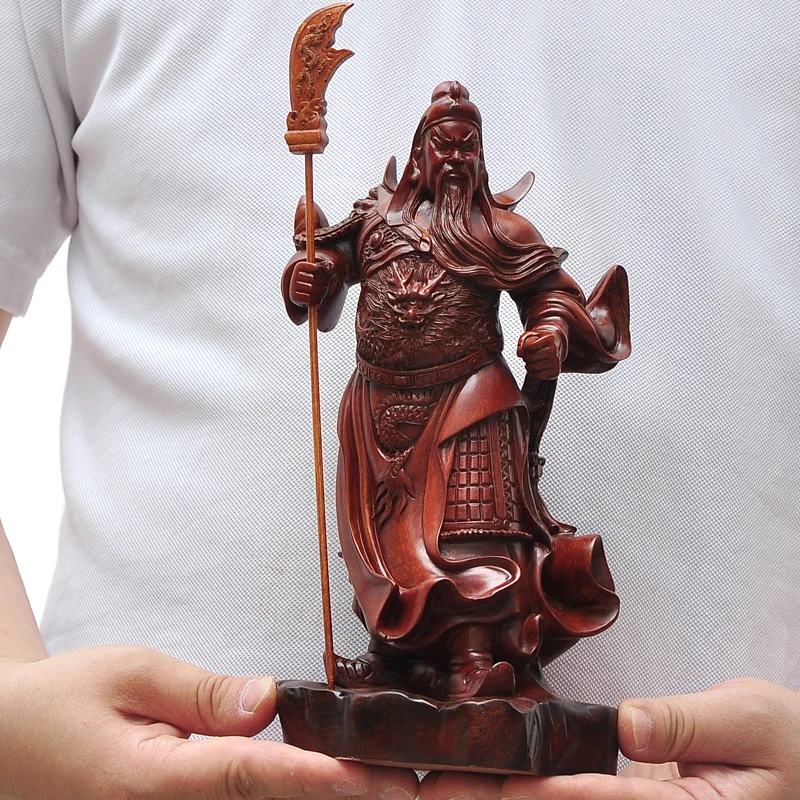 

Chinese Guan Gong Lucky Buddha Statue Resin Statue Imitation Wood Guan Yu Mini Guan Home Living Room Bedroom Decoration Statue