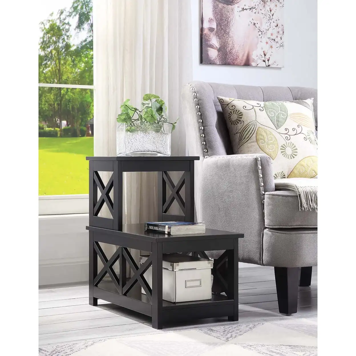 

Oxford 2 Step Chairside End Table, Black