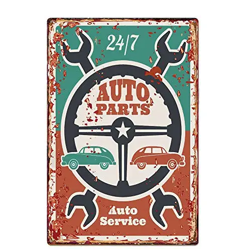 Auto Service Tin Metal Signs Wall Art | Thick Tinplate Print Poster Wall Decoration For Garage