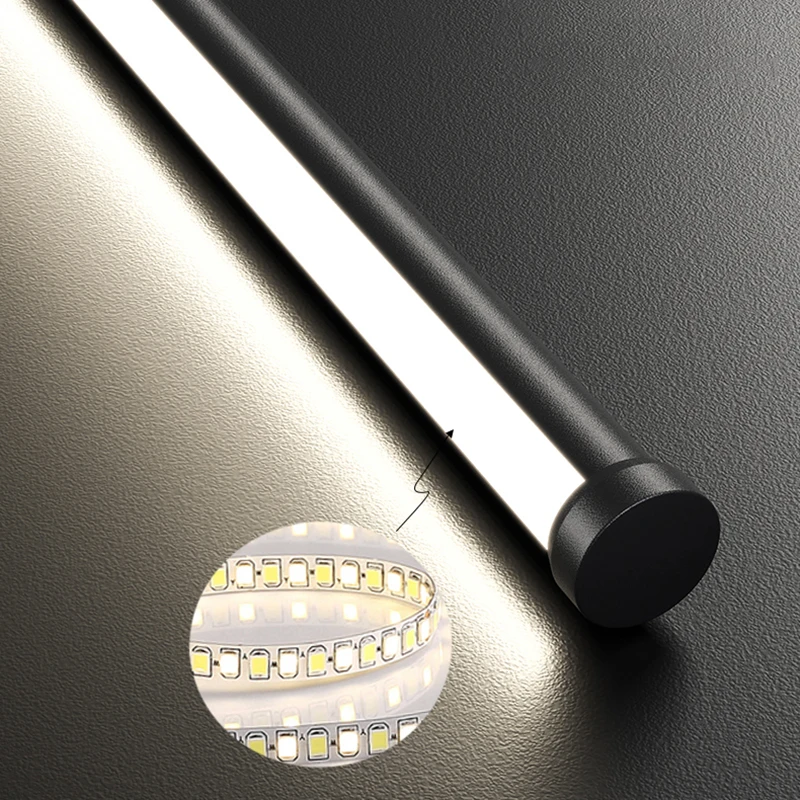 Long Tube LED Pendant Lamps For Bedroom Bedside Illuminaire 60/80/100/120cm Gold Black High Ceiling Hanging Light AC 85-265V