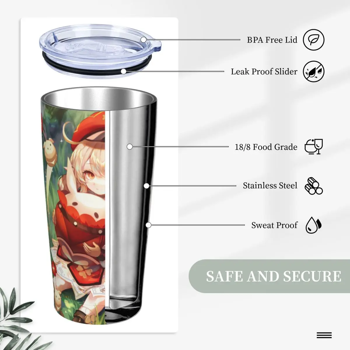 Термокружка с крышкой и соломинкой 20 унций