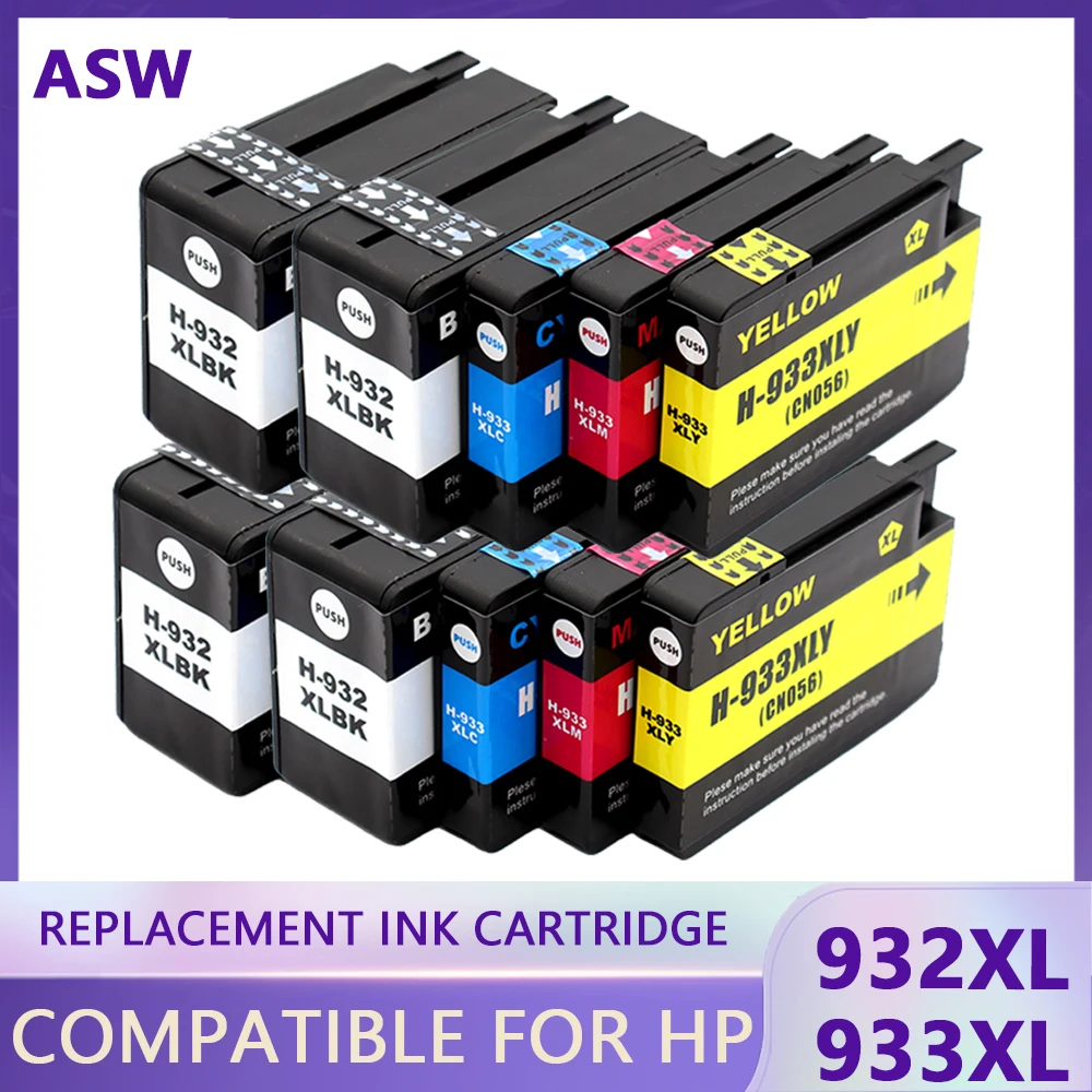 

ASW 932XL 933XL Ink Cartridges Replacement for HP932 HP933 HP 932 933 Cartridge for Officejet 6100 6600 6700 7110 7612 7612
