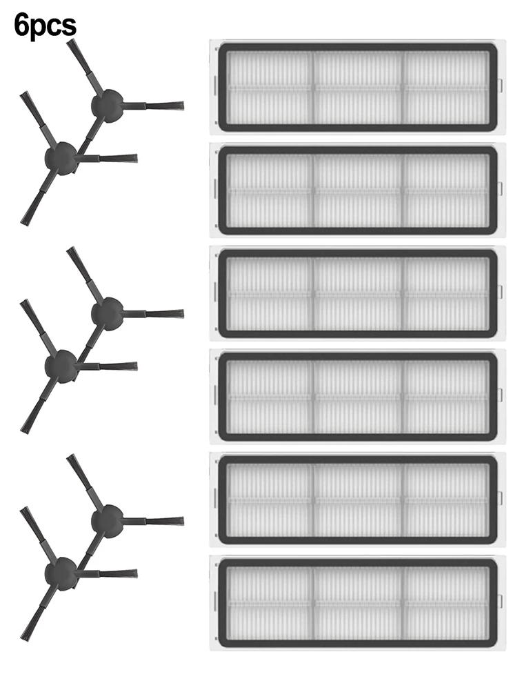 

6pcs Side Brushes + 6pcs Filters For Xiaomi Mijia Omni 1S X10+ Robot Vacuum Cleaner Replacement Accessories
