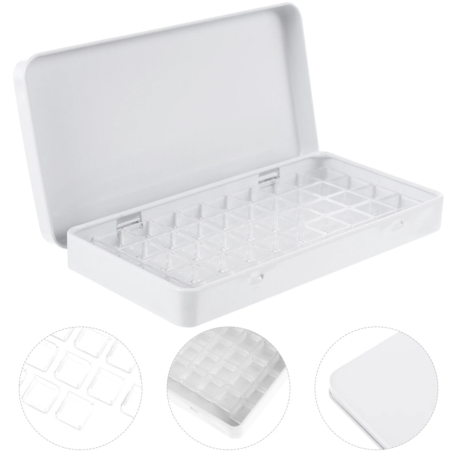 

Watercolor Grid White Outfits Case Artist Student Empty Paint Box Pan Plastic Tin