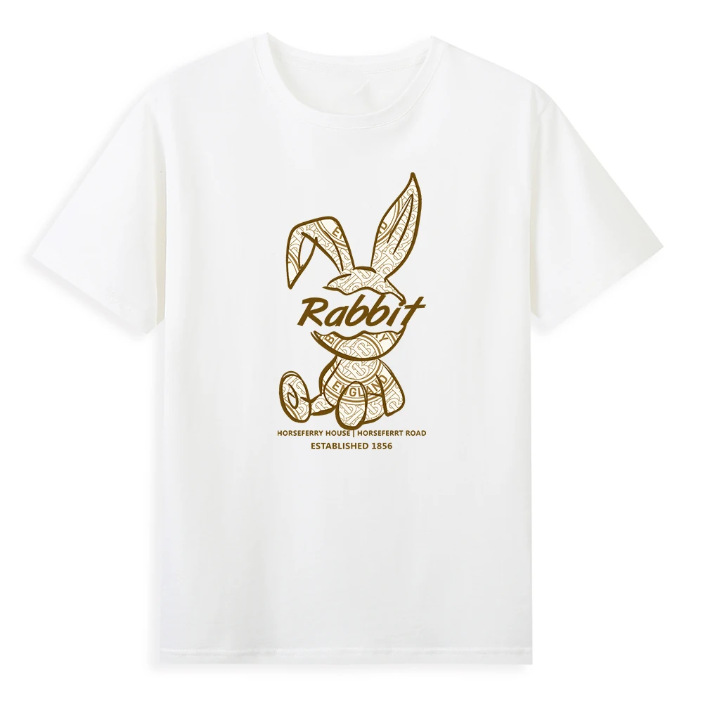 

100% Pure Cotton T-shirt Fashion Printing Multiple Cute Rabbit Patterns High Quality Fashion Short Sleeve T-shirt