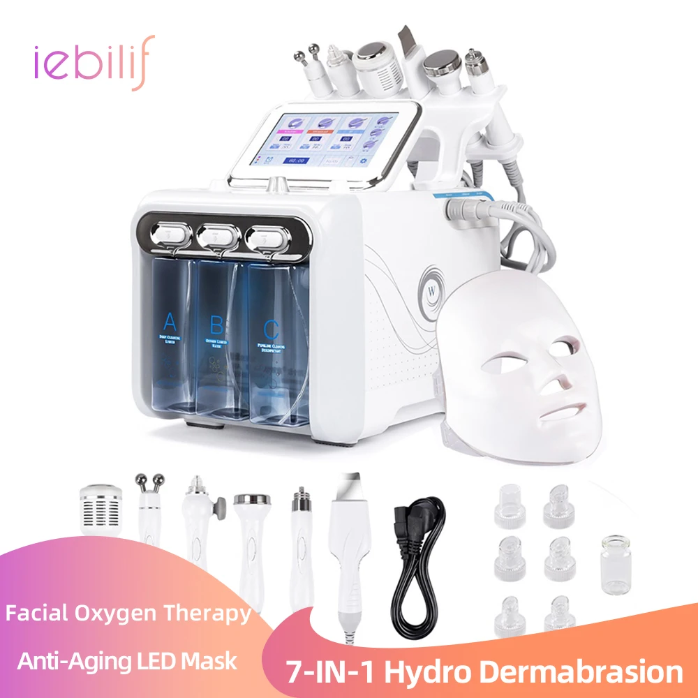 7-IN-1 Hydro MicroDemabrasion Water Oxygen Therapy LED Facial Mask Anti-Age Professional Facial Hydra Machine Beauty Devices