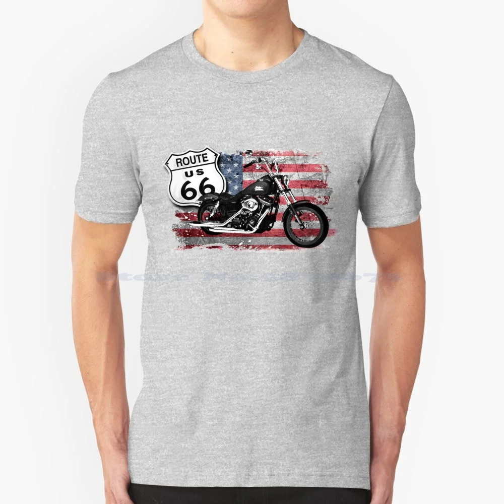 

Route 66 Usa T Shirt 100% Cotton Tee Usa Route 66 Americana Motorcycle Star Spangled Banner Stars Stripes Biker
