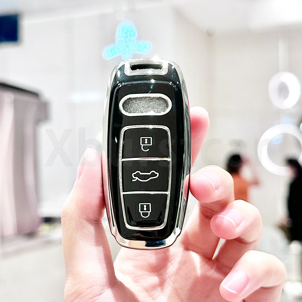 

Мягкий чехол из ТПУ для автомобильного ключа, защитный чехол для брелока, сумка для Audi A8 E-tron Q5 Q8 C8 D5 SQ8 A3 A4 B9 A6 A7 4K, аксессуары