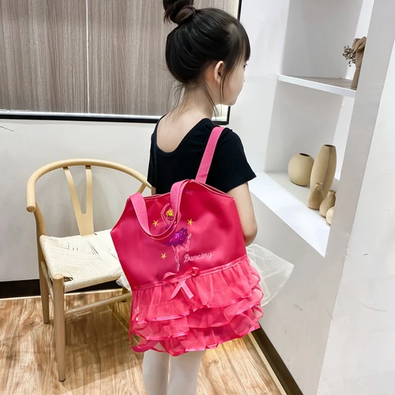 New Children Latin Ballet Dance Backpacks Girls Princess Fashion Bow Lace Dance School Bags Embroidery Drop Shipping New 2023