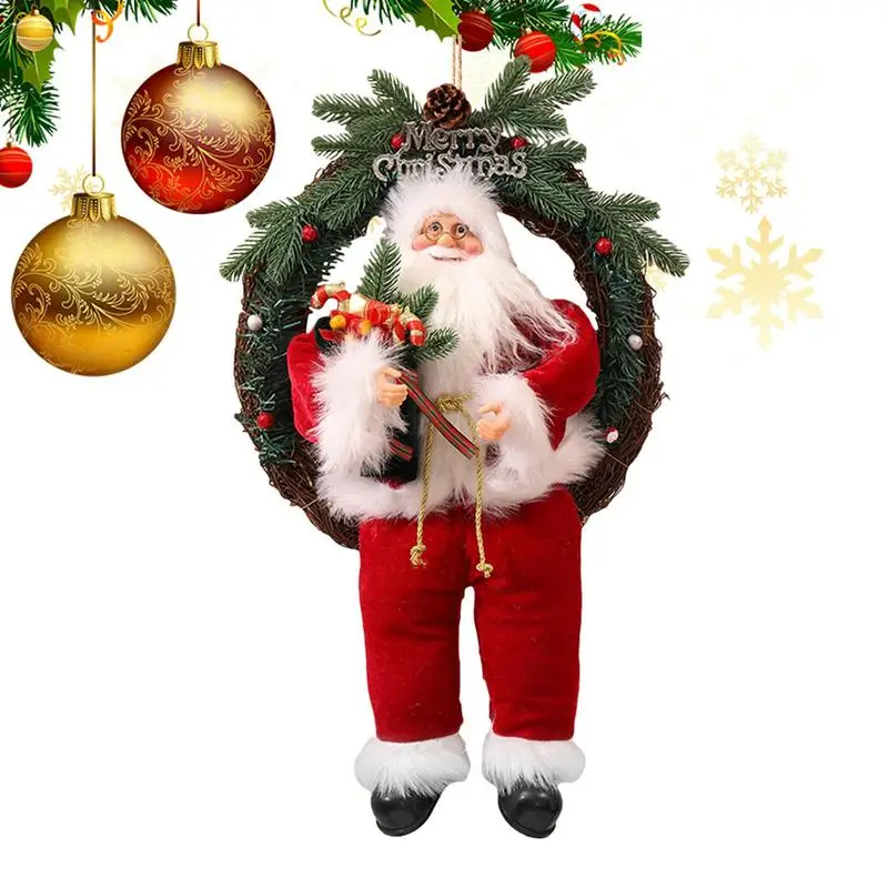 

Электрическая игрушка Санта-Клаус, Рождественская электрическая кукла Санта-Клаус, венок для переноски, забавный Санта-Клаус, рождественск...